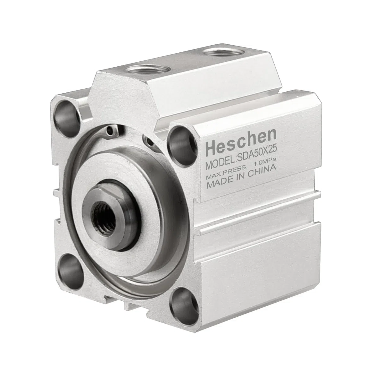 Heschen Cilindro de aire de aluminio compacto neumático, SDA 50-25, diámetro 50mm, carrera 25mm, tamaño de puerto PT1/4 '', efecto doble