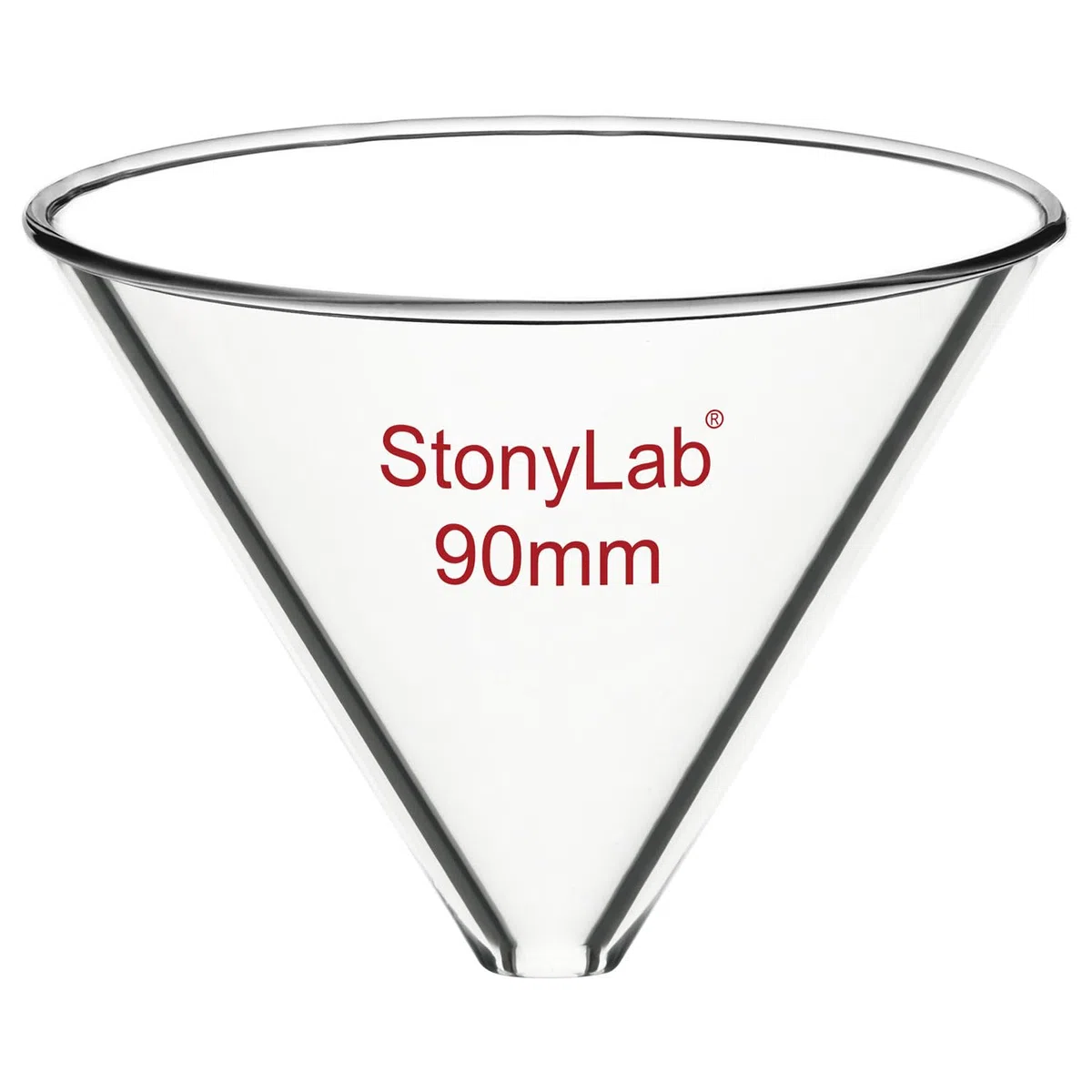 stonylab Embudo de Vidrio, Vidrio de Borosilicato Engrosado Sin Tallo Embudo con Diámetro Interior de 90 mm para Uso en Laboratorio