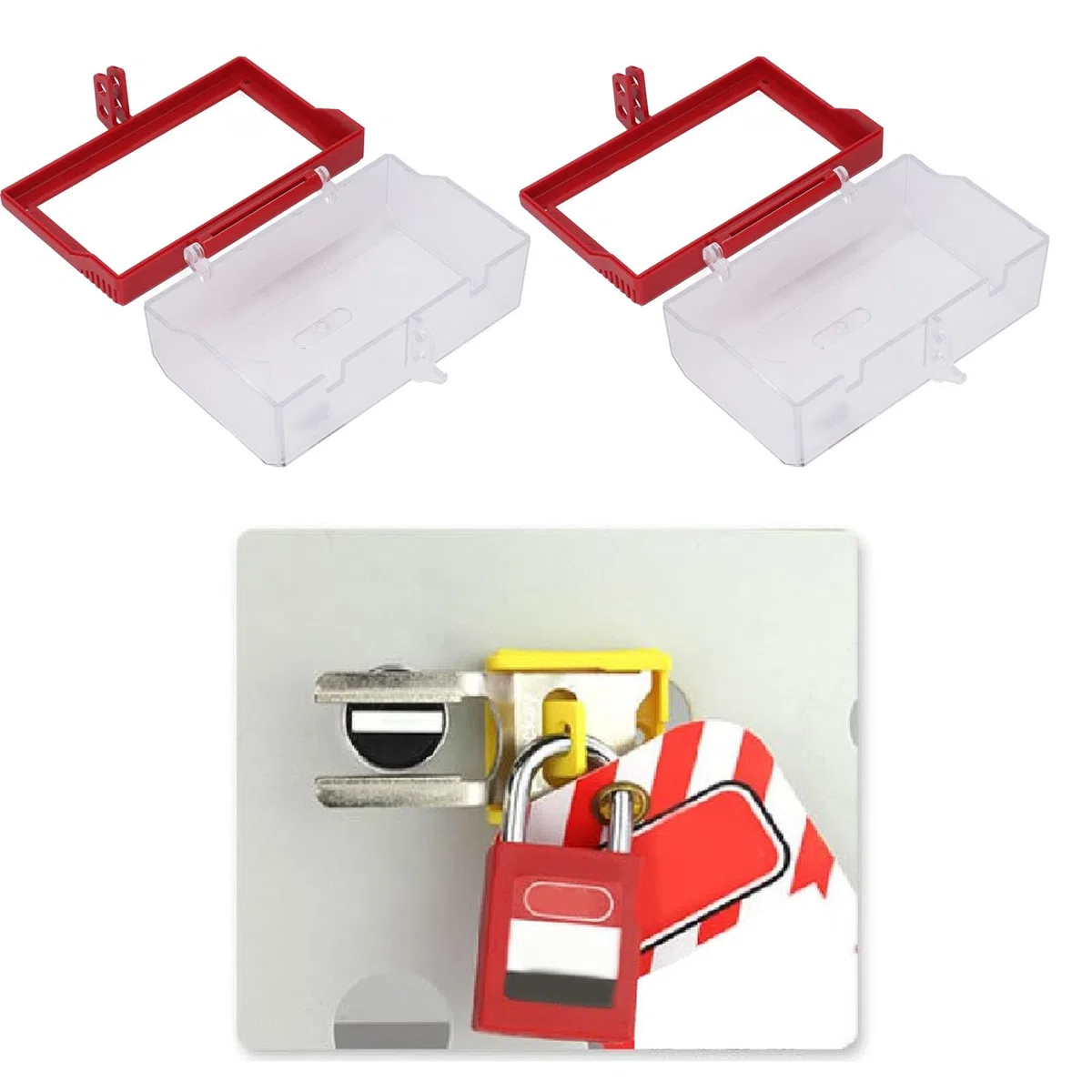 Cubierta del Interruptor del Botón Pulsador de Bloqueo, Cubierta del Botón de Parada de Emergencia de Resina de PC Transparente con Diseño de Orificio, Cubierta de Protección de