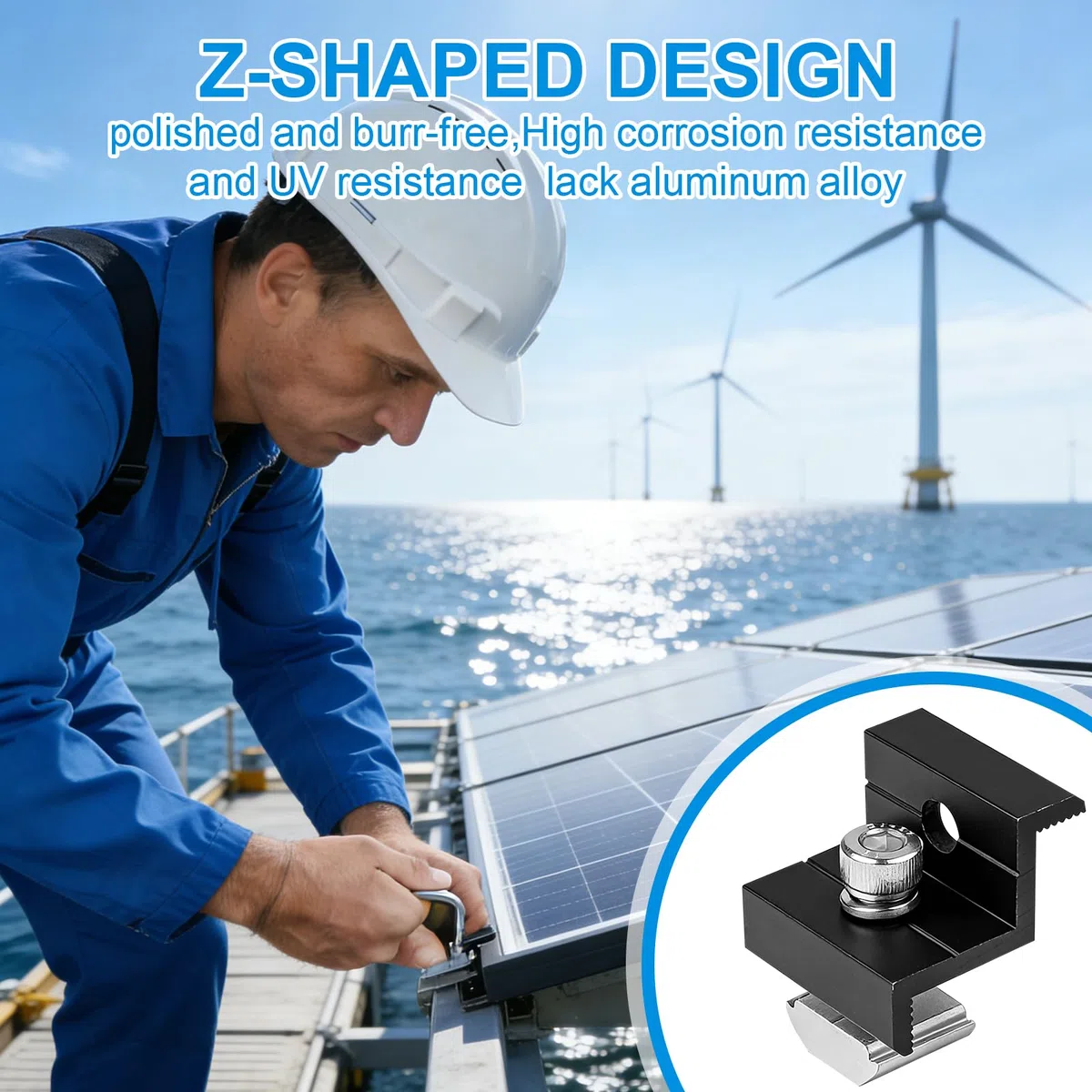 EXLECO Juego de 12 Abrazaderas de Extremo para Placas Solares 30 - 35mm, Soporte Panel Solar, Fijación para Módulos PV, Soporte para Placa Solar de Aluminio en Perfil de Rail Solar, Negras