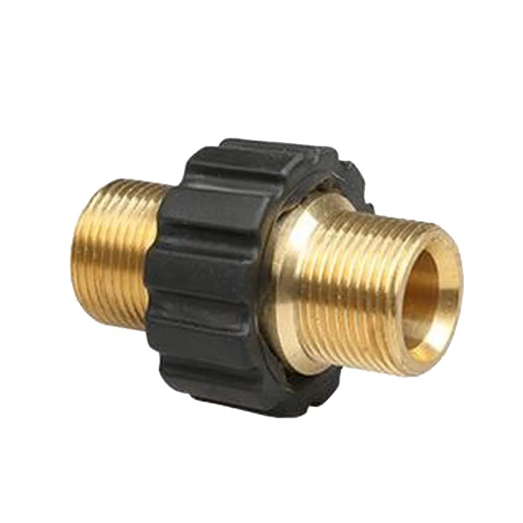 XIE Conector de Lavadora de Alta presión de latón, Rosca Externa métrica M22 de 15 mm a Orificio Interno M22 de 14 mm, Longitud de 2,1 Pulgadas, Manguera Universal de Lavadora de Alta presión
