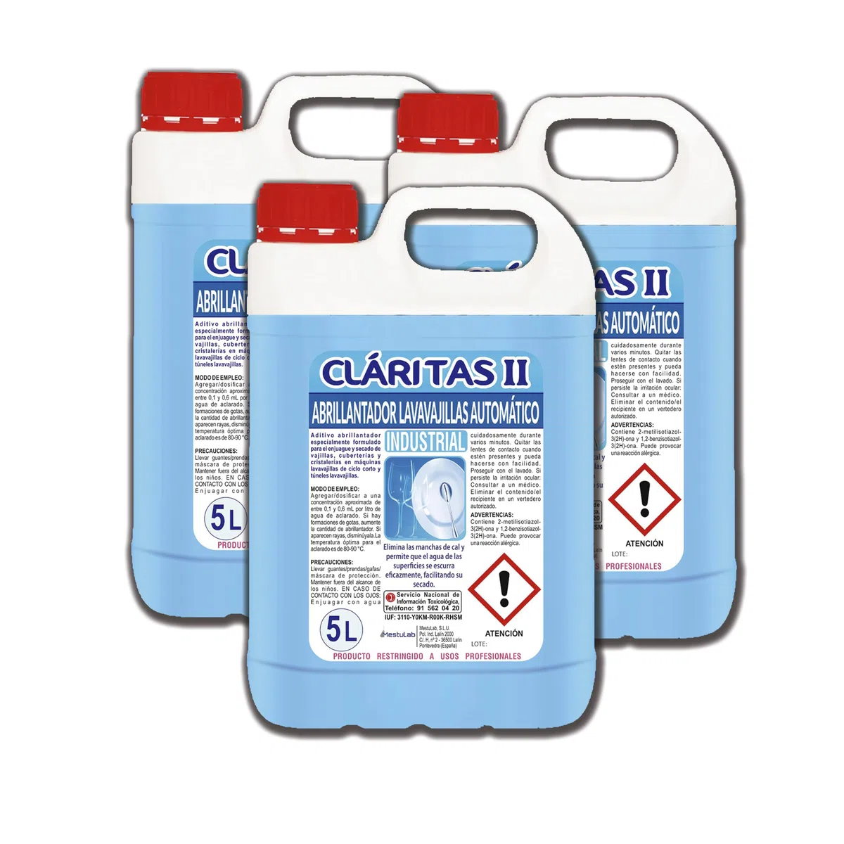 Abrillantador Lavavajillas Automático Industrial - Hostelería - Todo Tipo de Aguas - 3x5 L