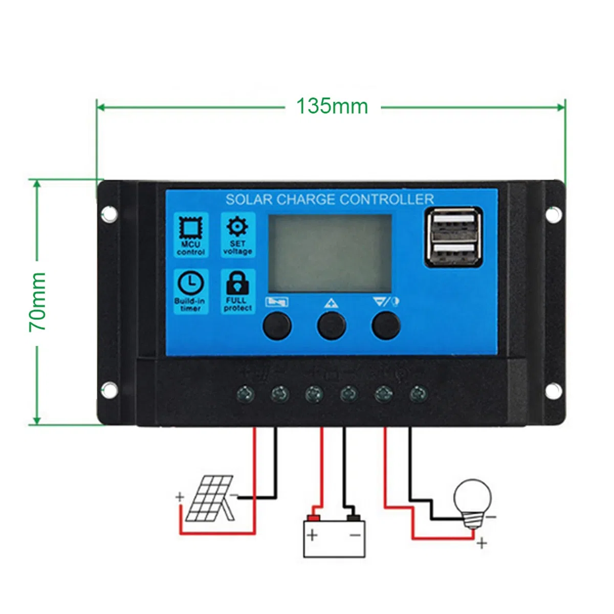 Controlador de Carga Solar MPPT/PWM 60A/50A/40A/30A/20A/10A 24V - Cargador Automático Para Paneles Solares 12V (50A)
