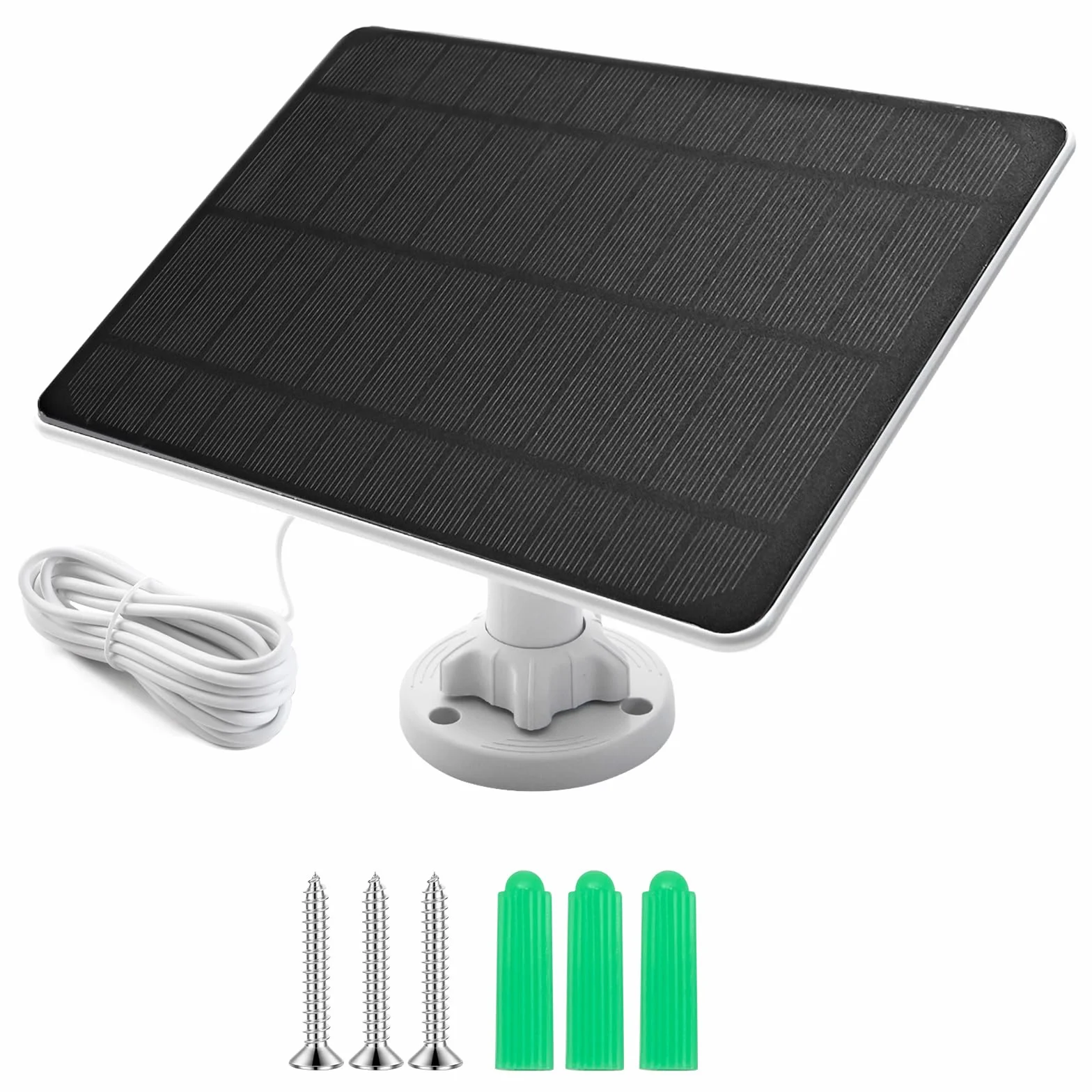 AFAIK Panel solar módulo solar para cámara Ring 5V 5W con batería Ring Spotlight Cam/Pro/Plus y Stick Up Cam/Pro con conector de barril, cable de carga de 4m, IP65 impermeable, cargador solar para