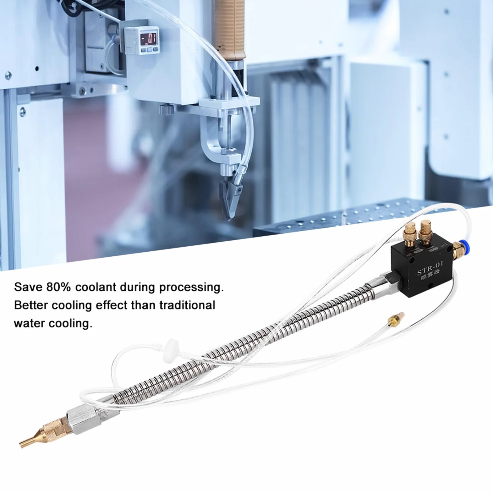 Aramox STR 01 Pulverizador de Refrigerante CNC Enfriador de Torno de Plástico y Metal Volumen de Aire Ajustable de 40 Cm Ahorra Refrigerante para Fresado Taladro Amoladora Grabado Máquina de (STR-01)