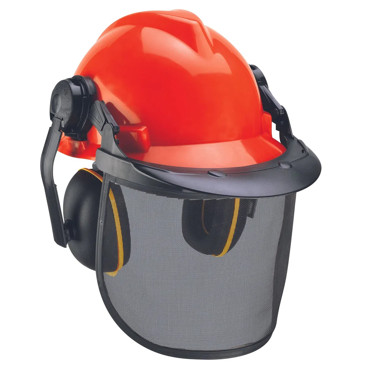Einhell Casco de seguridad forestal, protección auditiva ajustable, Casco de seguridad forestal, protección auditiva ajustable, Color Rojo, 52 a 66 cm