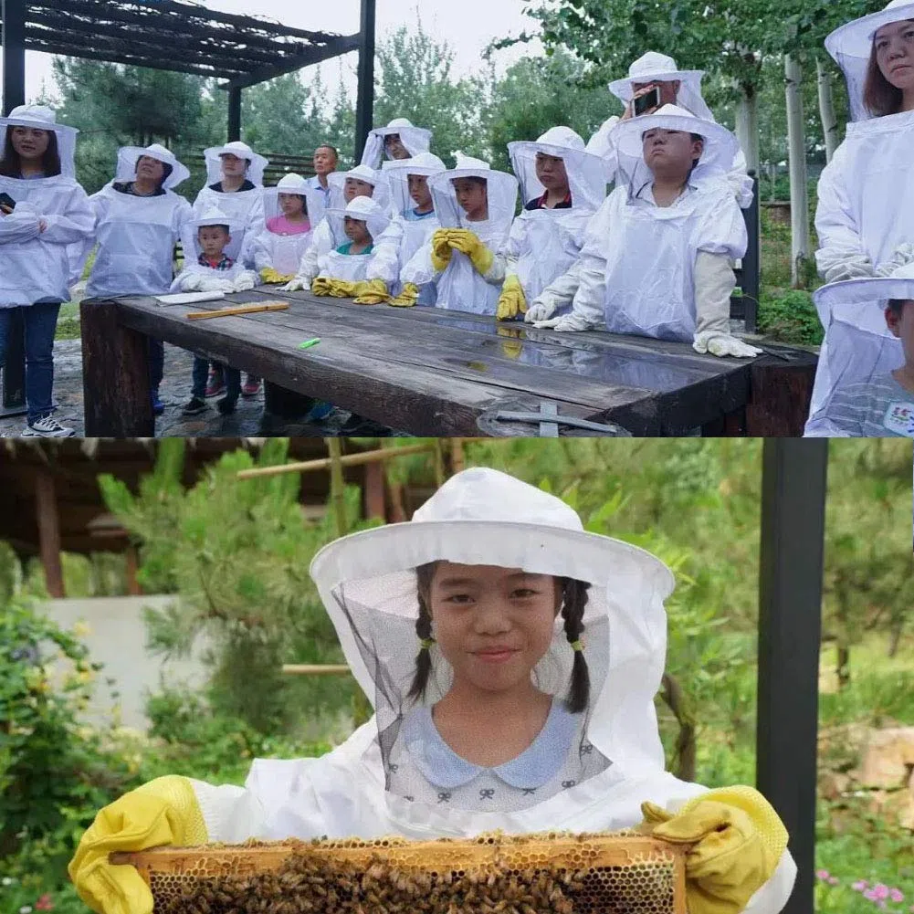 Traje de ProteccióN ApíCola Infantil,Traje de Apicultor Infantil Con ProteccióN Integral,Disfraz Abeja NiñO,Guantes de Apicultura Para NiñOs (Y(100-125CM))