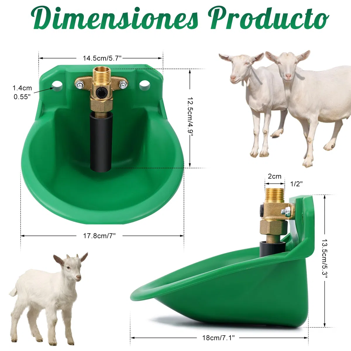 2 Piezas Bebederos Automáticos Para Ovejas, Ganaderos Con Orificios De Drenaje, Suministro Automático De Agua Para Caballos, Ganado, Ovejas, Cerdos Y Perros, Pastos, Verde