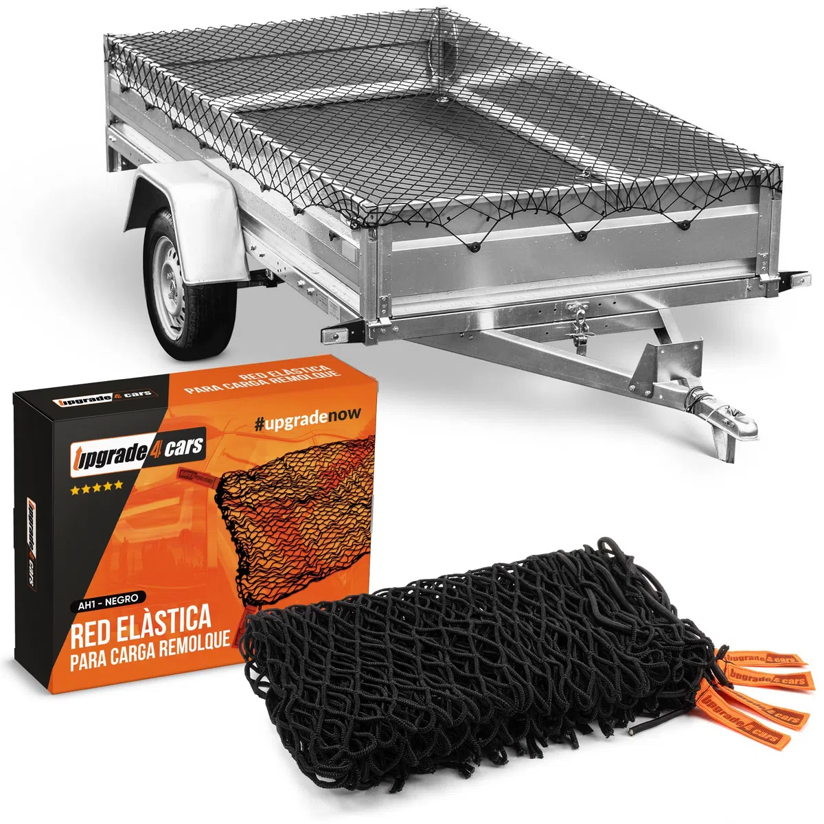 Upgrade4cars Red elástica para Carga Remolque 1-2 x 2-3 Metro | Red de Remolque para tapar la Carga en Goma | Accesorios para Remolques Universal
