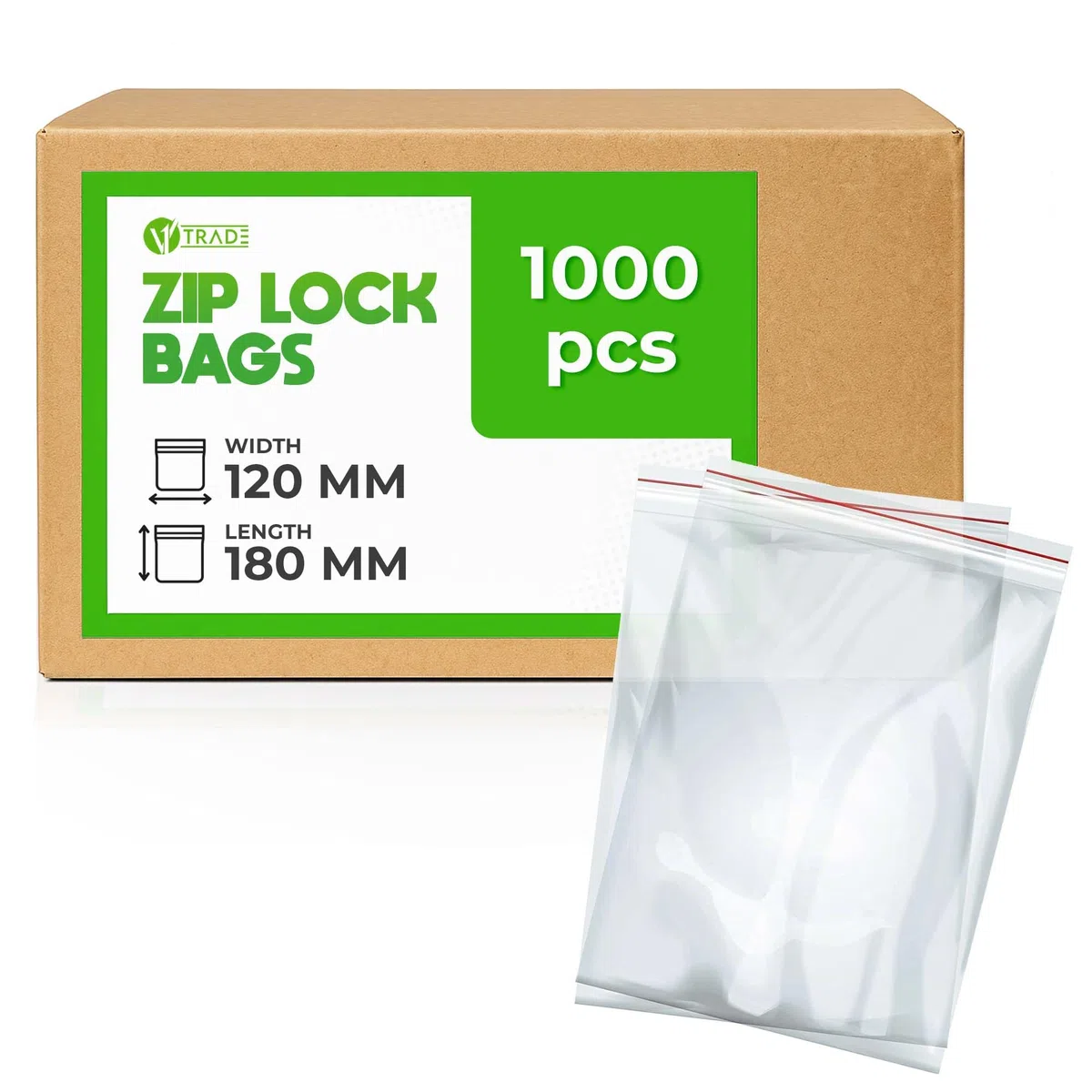 V1 TRADE Juego de bolsas con cremallera, 1000 unidades, 120 x 180 mm, robustas bolsas con cierre a presión, bolsas reutilizables para una mejor organización, bolsas de plástico con cierre