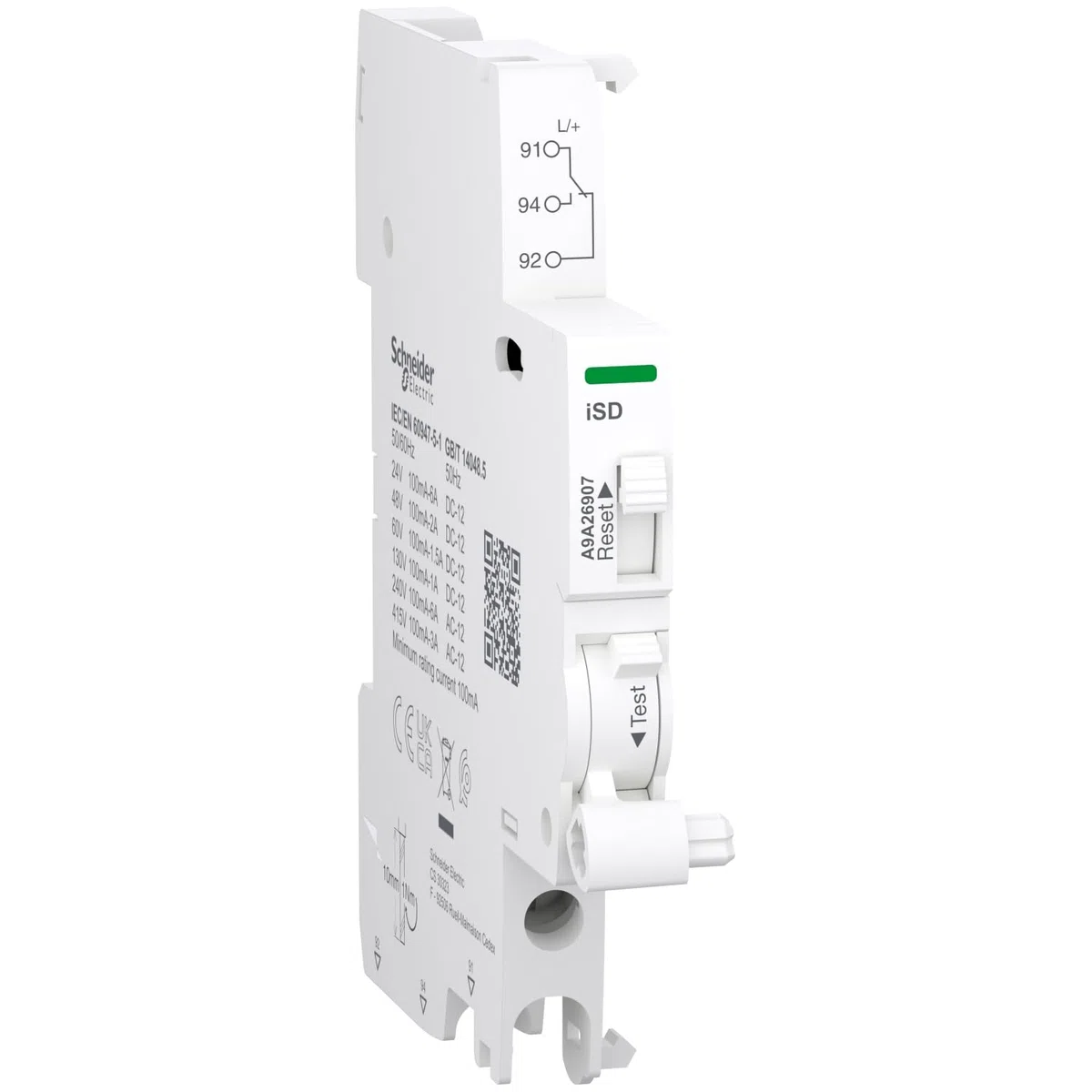 Schneider Electric A9A - Contacto auxiliar de 1 pin Acti9, 1 cambiador de sujeción con tornillo de conexión 6 A, 240 V