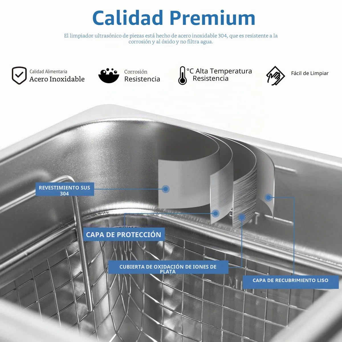 KECOOLKE Limpiador por ultrasonidos de gran capacidad de 2,2 L con potencia de 60 W, calefacción de 100 W y temporizador Acero inoxidable Limpiador ultrasónico profesional para la limpieza de