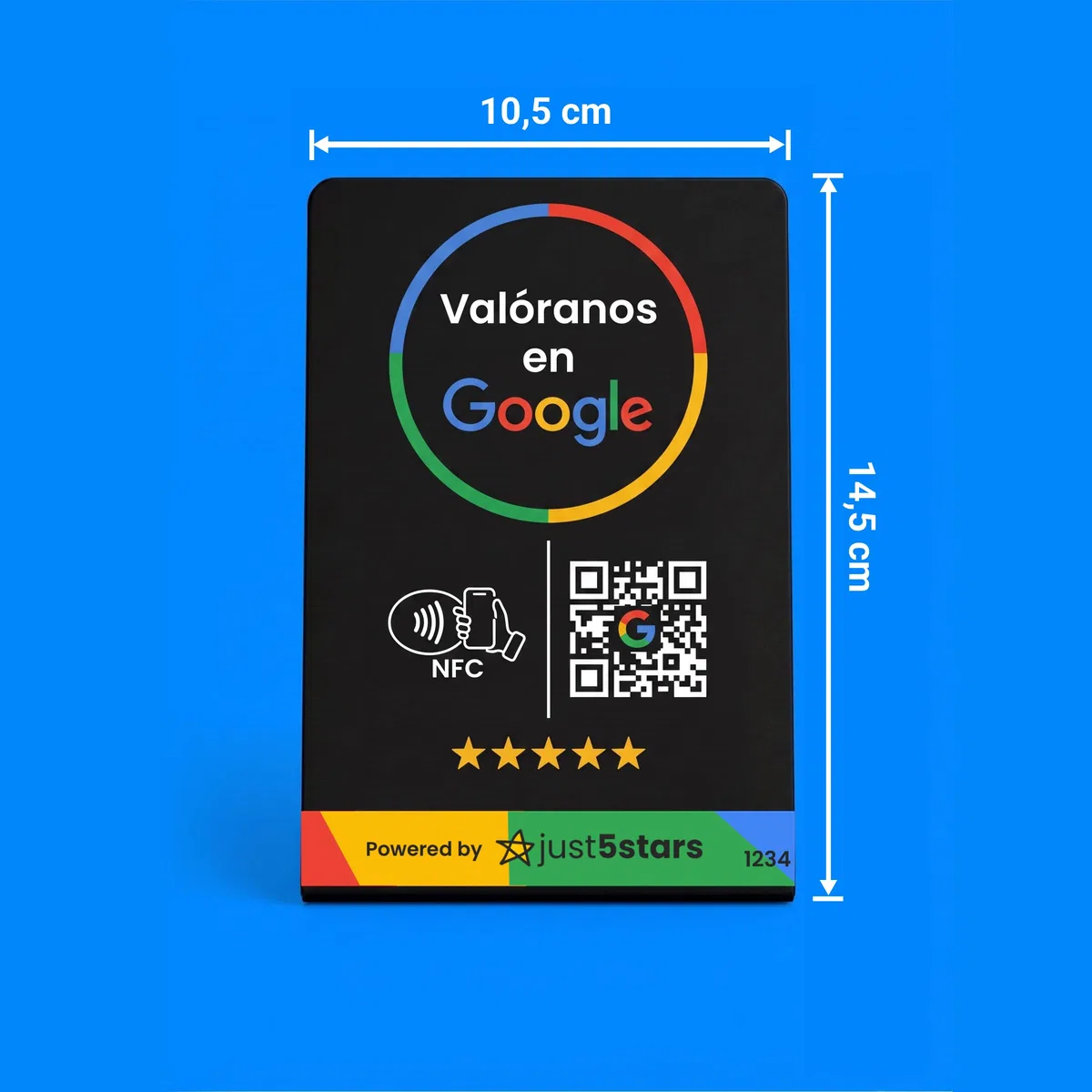 Soporte NFC y QR para Reseñas de Google - Sin Suscripciones - PVC, 10,8 X 16,5 cm, Diseño Profesional. Display/Expositor/Stand (Negro)