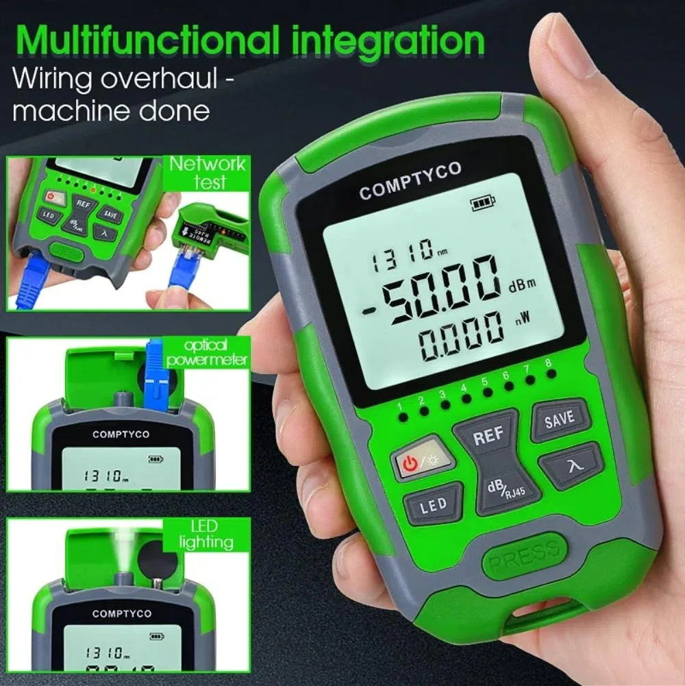 Medidor de Potencia de Fibra óptica, comprobador de Cable óptico de -50 a +26 dBm con Pantalla Digital