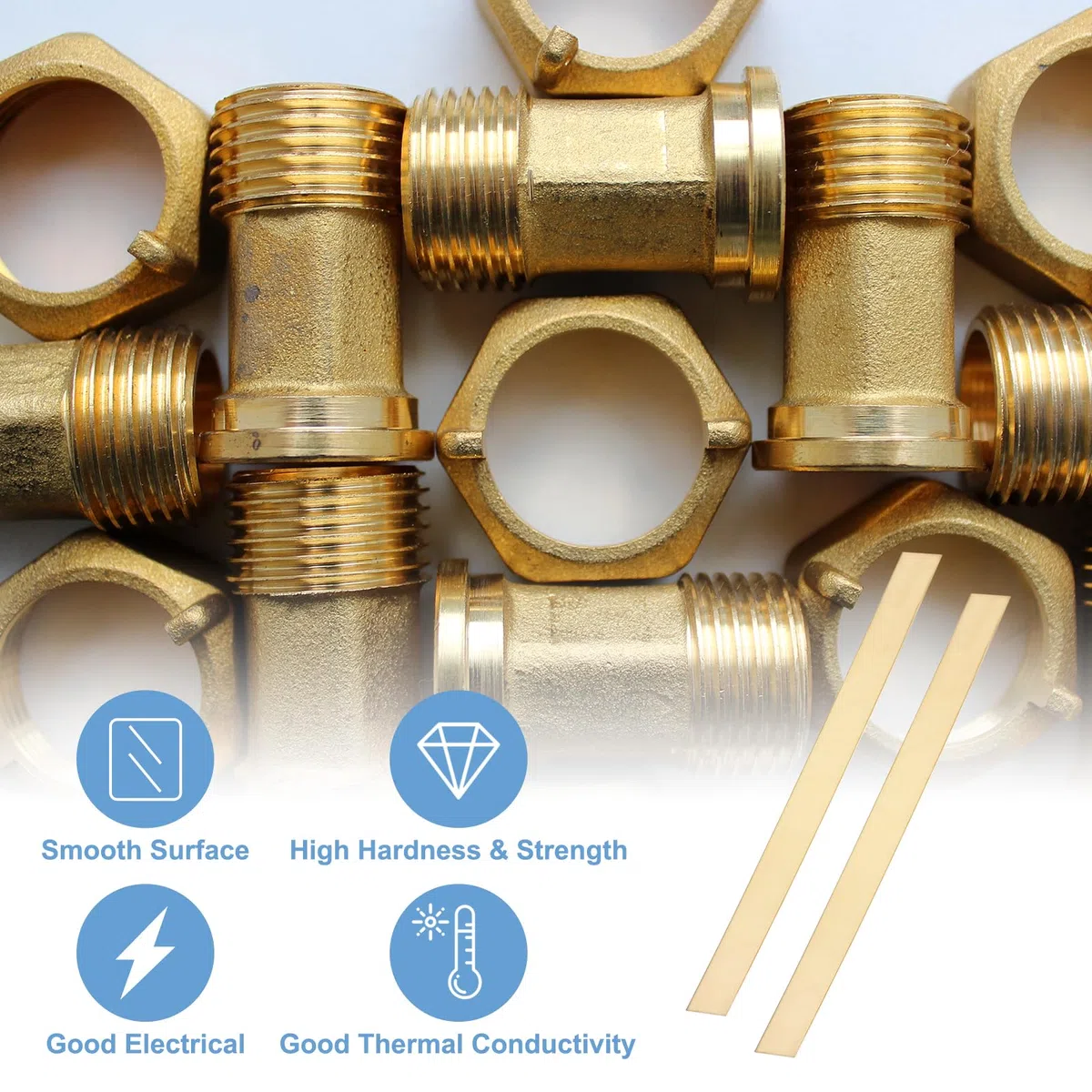 QUARKZMAN 8 Pcs Barras Planas Latón H62, 0.02"x1"x12" Barras Macizas Metal Cuadrado Para Fabricación Cuchillos Manualidades DIY Decoración Arquitectónica Industria Conductividad Térmica