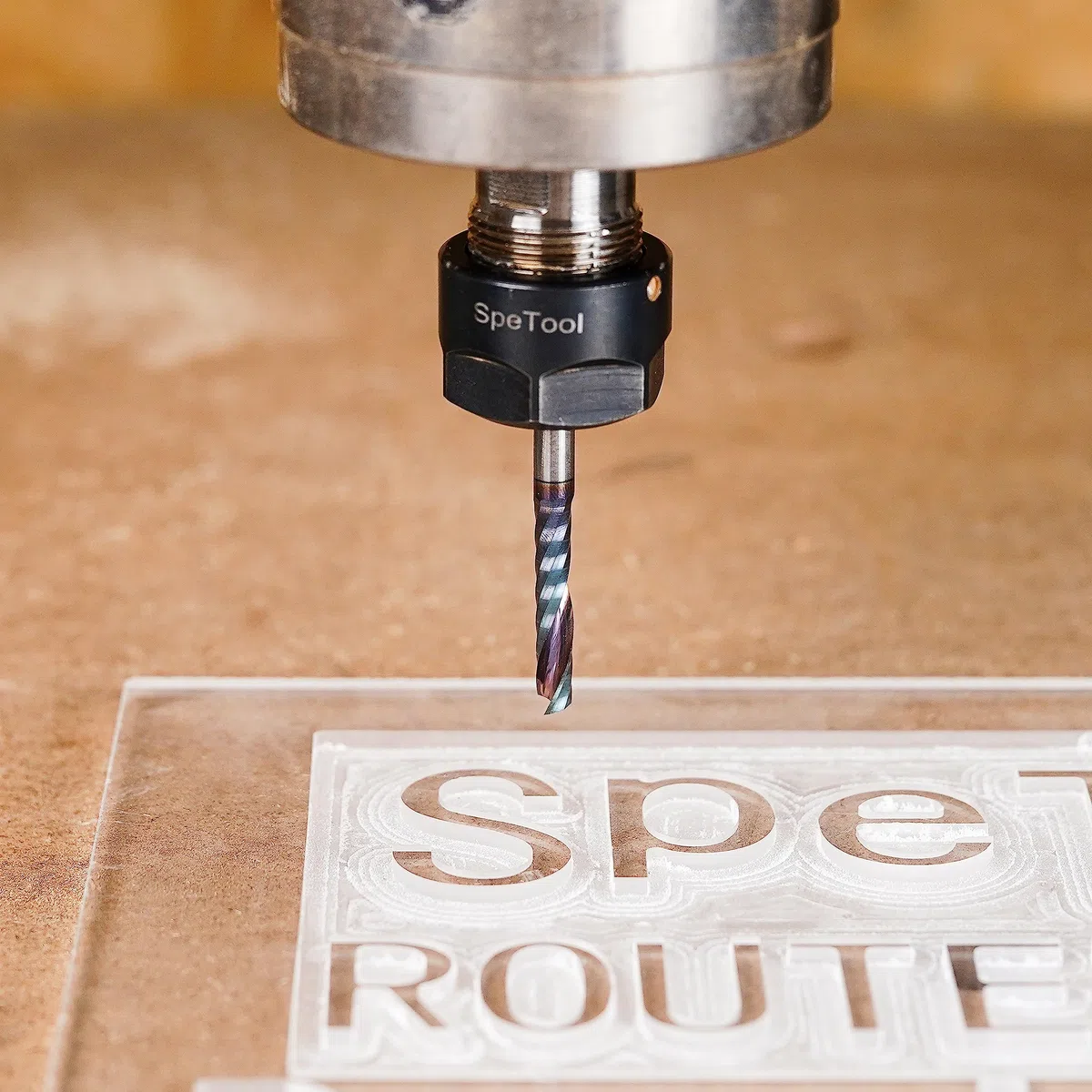 SpeTool Fresas 6mm para Aluminio Fresa 1 Flauta de Carburo de Tungsteno Sólido Fresa CNC con Revestimiento TAC Longitud de Corte de 32mm Fresas para Madera Acrílico Aluminio Plástico PVC MDF