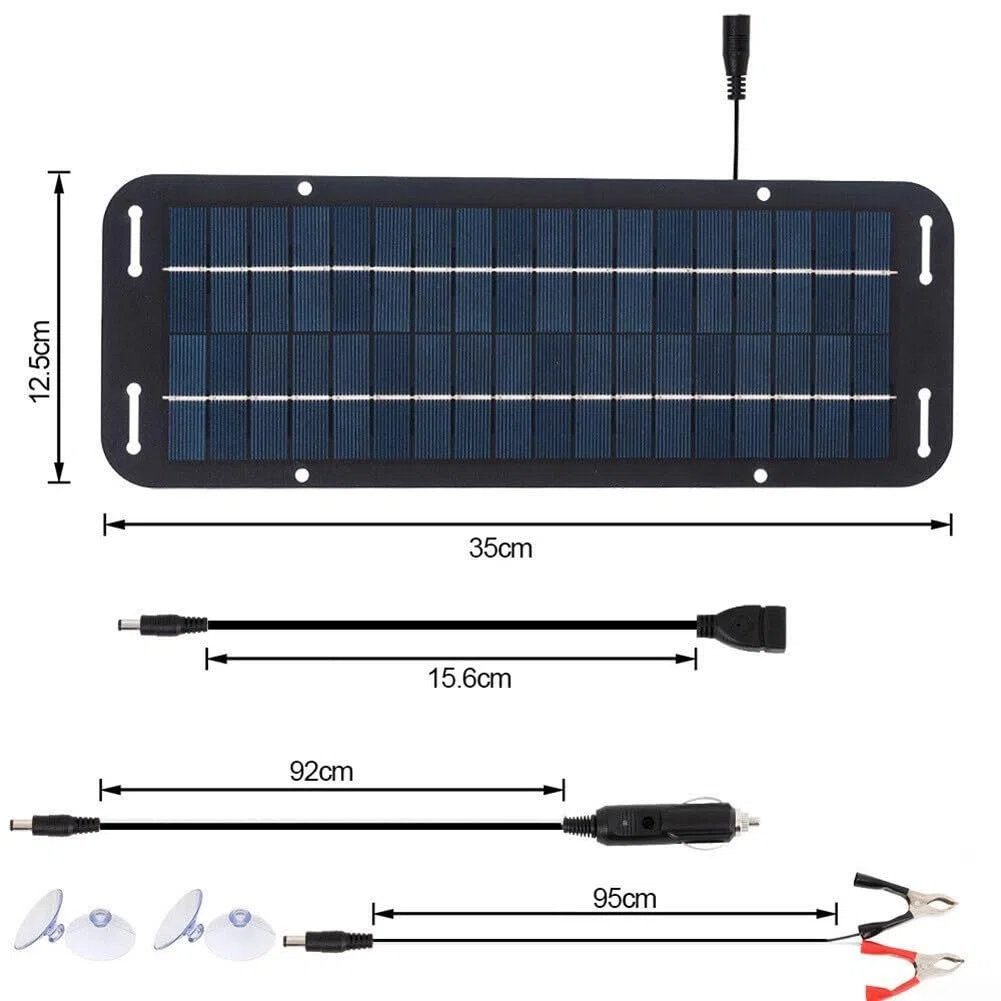 Cargador de batería solar, panel solar de 30 W, cargador de goteo de 12 V, kit de cargador de batería para motocicleta, barco, coche, caravana, remolque marino