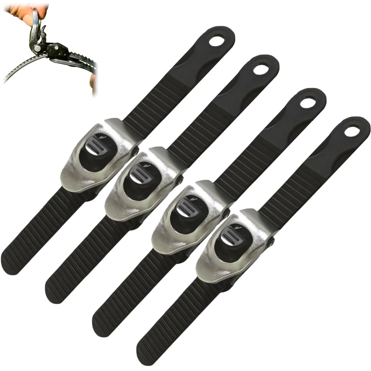 Ultimate Heavy-Duty Grip Lock Strap,Multipurpos Ajustable Metal Ratchet Buckle and Super Strong Nylon Webbing,Reutilizable Securing Straps for Secure Anything (4)