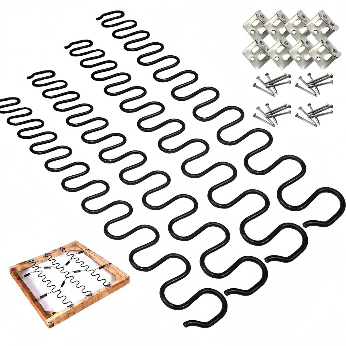 Kit de Reparación de Muelles para Sofá - 4 Muelles de Repuesto, Clips y Tornillos Incluidos - Diámetro 4.0, Longitud 45 cm - Para Muebles y Sofás