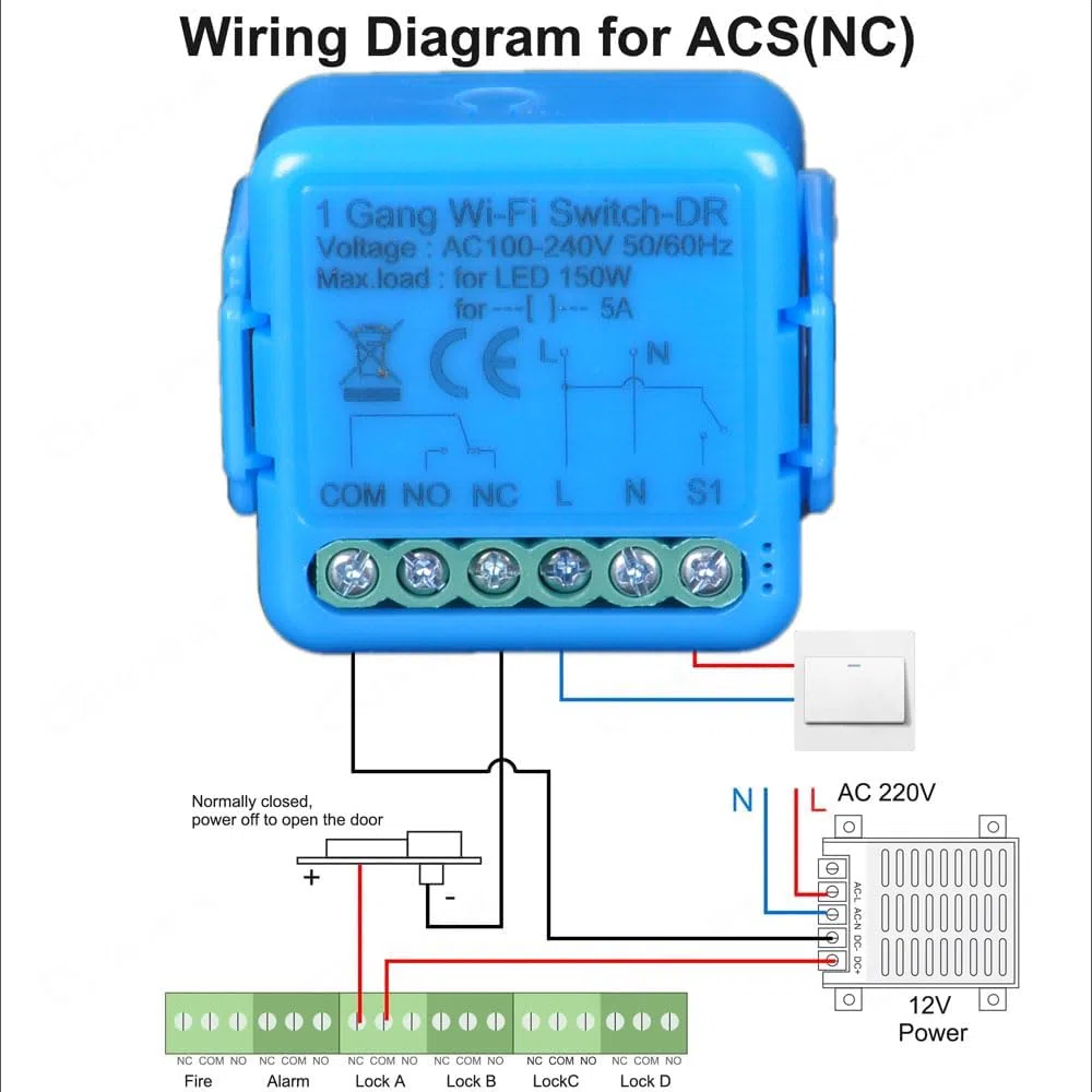 Yueyang Tuya WiFi Smart Switch 220V Relé Contacto Seco Interruptor de Control Remoto, Abridor de Puerta, Modo Pulso, Funciona con Alexa Google Home (1)
