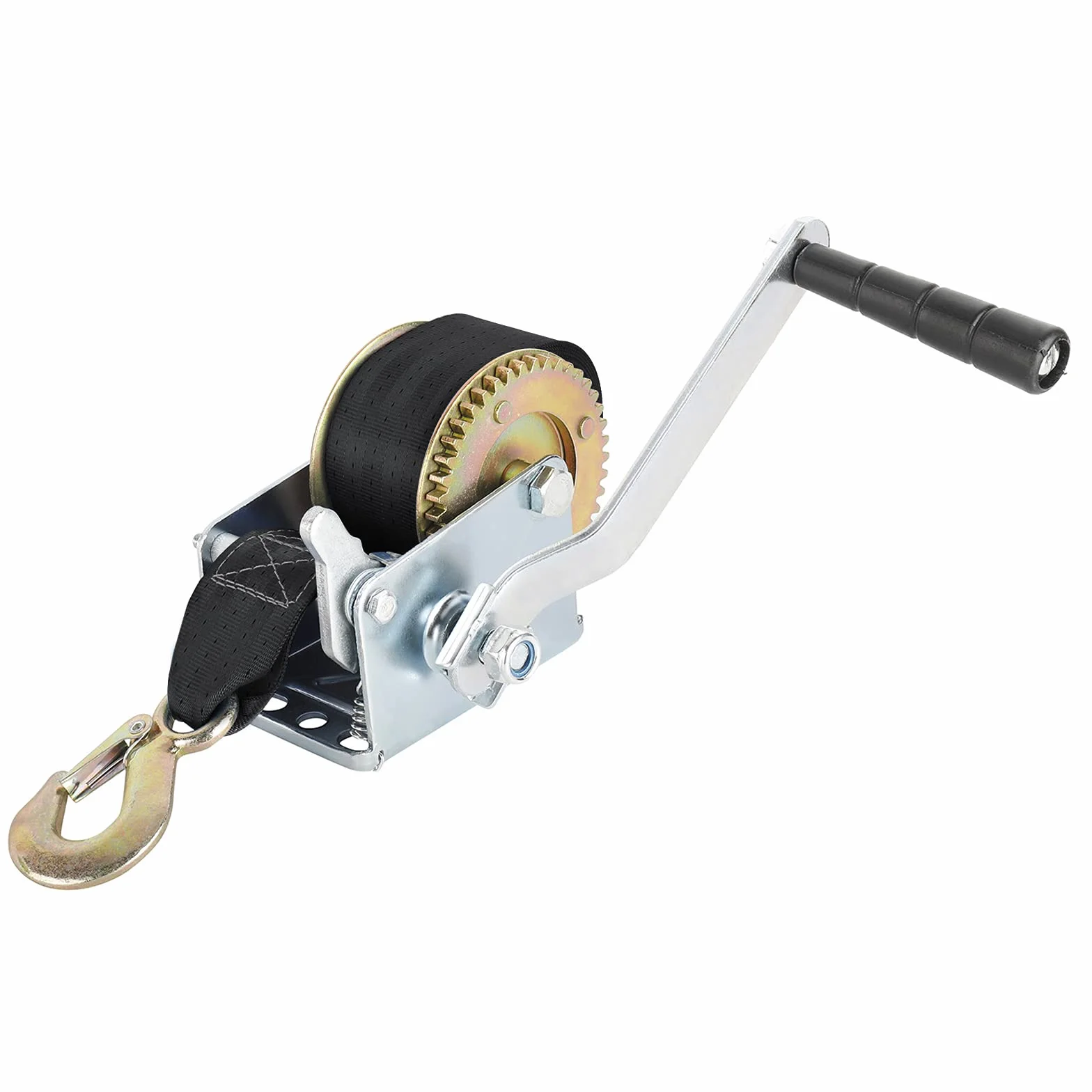 FreeTec - Cabrestante Manual con Cuerda de poliéster Negro, 6 m