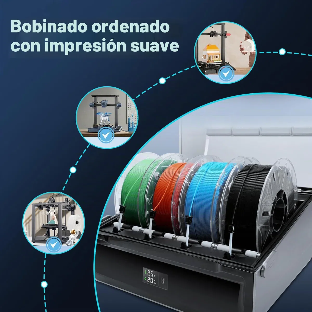 Creality PLA Filament,Hyper PLA RFID Para Impresora 3D, Alta Velocidad 30-600 mm/s, Bobina de 1kg(2,2 lb) Con Soporte CFS,for Con K2 Plus Combo y la Mayoría de Impresoras 3D,Blanco