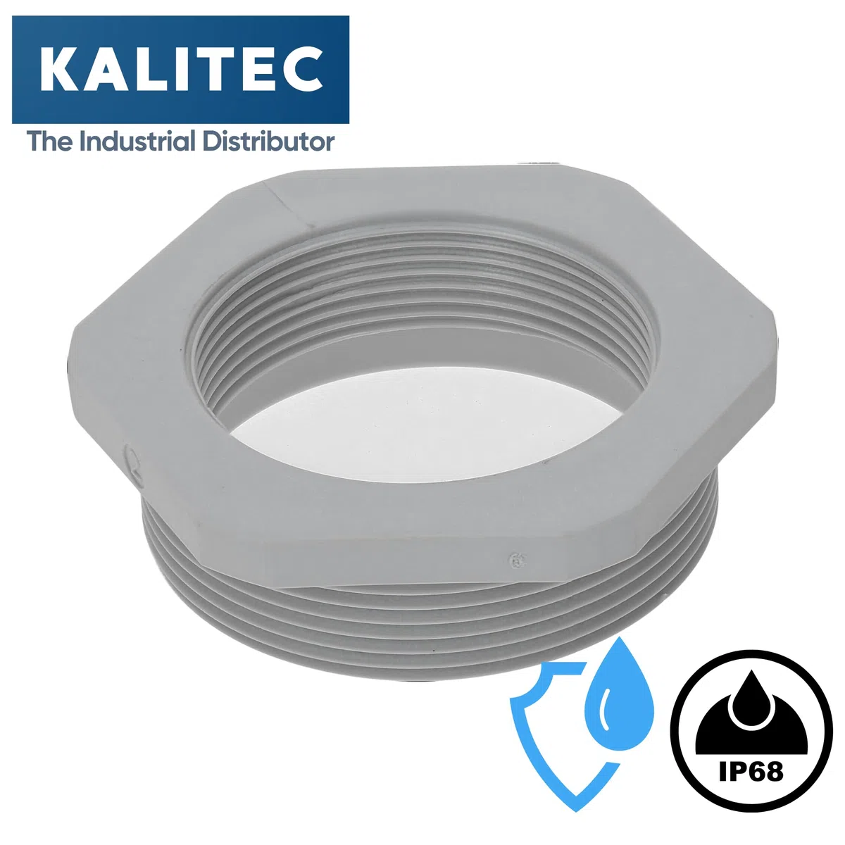 Kalitec G6504000 - Reducción M50/M40 (3 unidades, plástico, color gris claro, rosca hembra hexagonal, rosca interior M40, rosca exterior M50, IP68)