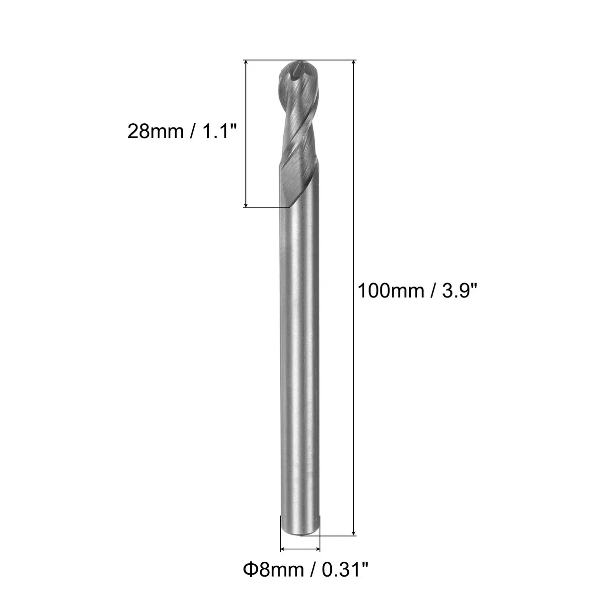 sourcing map 2 fresas helicoidales de 8 mm de diámetro de corte con 2 flautas HSS-AL, fresas cnc