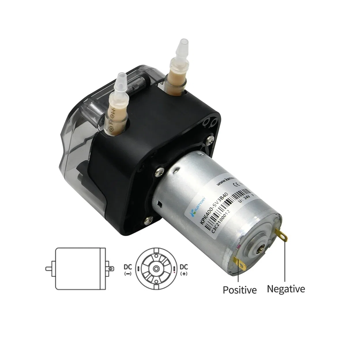 Bomba peristáltica de Alto caudal KPK400 de 400 ml/min, Motor de 12 V y 24 V CC, autocebante, con Tubo BPT, dosificadora for Laboratorio.(KPK400-SV3B40-24V)