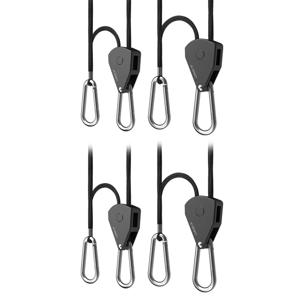 AC Infinity, Percha de Cuerda Ajustable de 0,3cm, trinquetes de Engranajes de Acero Inoxidable Resistente, Capacidad de Peso de 150 Libras, 2 Pares