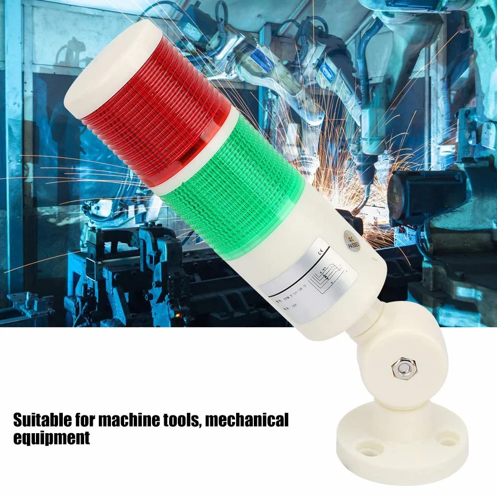 LED Luz de Señal de Torre, Luz de señal de advertencia Luz de señal de alarma Lámpara de baliza verde roja de 24 V con sonido de zumbador