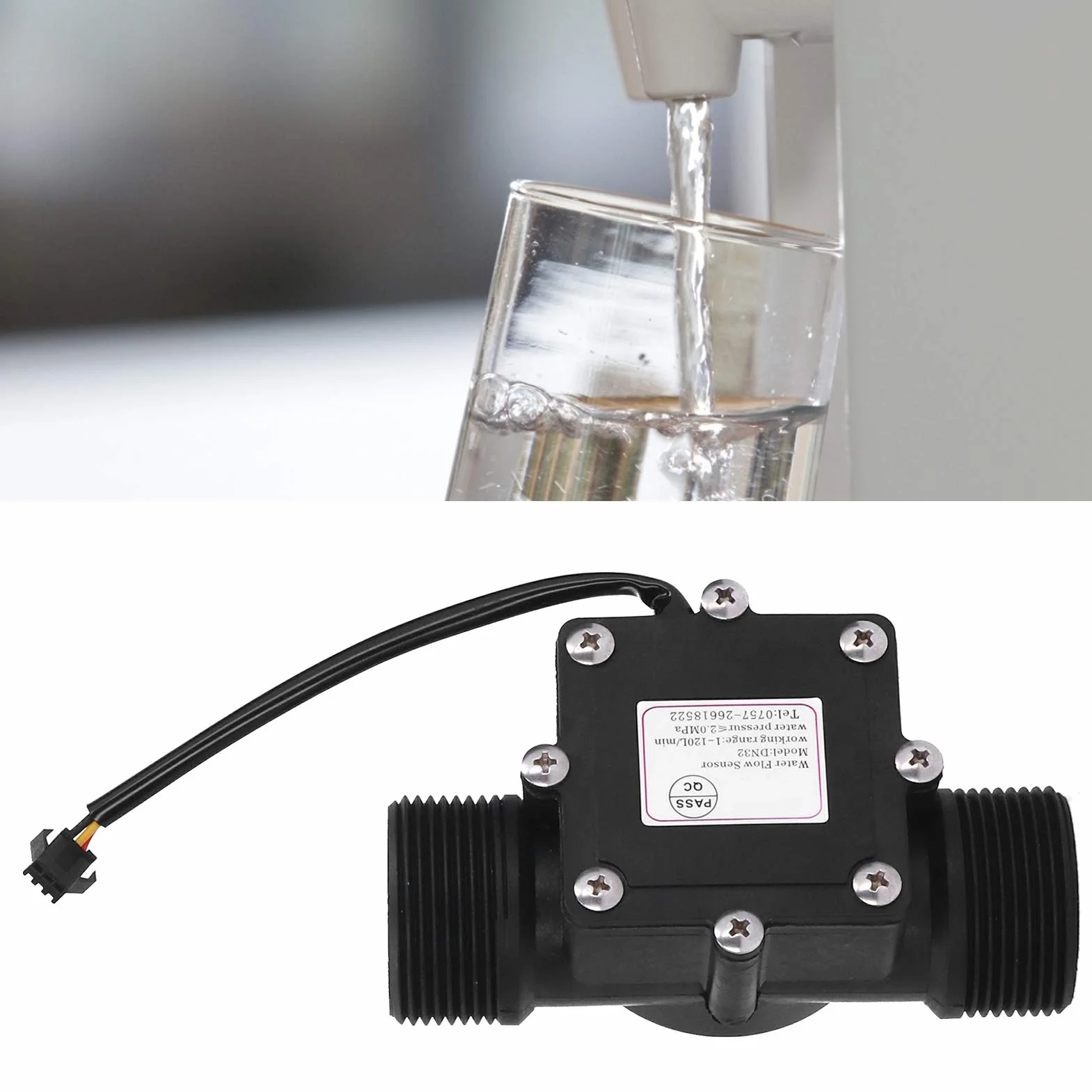 Medidor de Flujo Industrial Contador de Caudalímetro de Agua de Tubería YF-DN32 G1.25in Sensor Hall Contador de Flujo de Tubería Industrial Resistente a Alta Temperatura y Presión