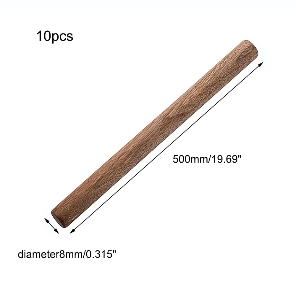 Palo Madera Nogal Pasador Redondo sin terminar para Manualidades Barra Ropa bastón diámetro3-50mmlongitud500mm,8mm*500mm*10pcs