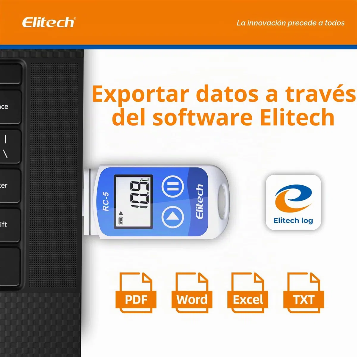 Elitech RC-5 Registrador de Datos de Temperatura USB, Registrador de Temperatura de Registro de Alta Precisión 32000 Puntos Capacidad, Software para Mac y PC, Reutilizable