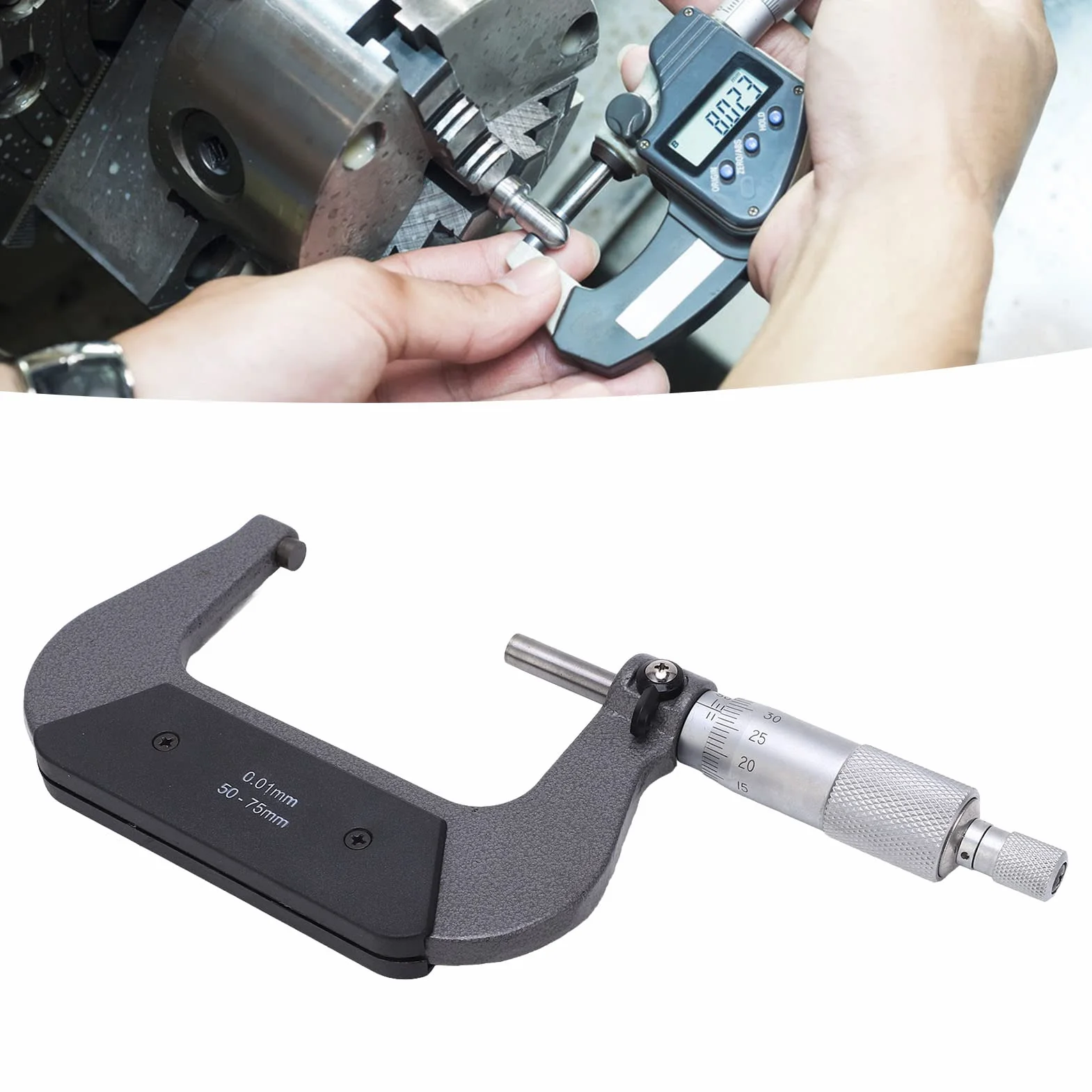 Tissting Micrómetro 50-75mm, Calibrador de Precisión para Mediciones Externas - Herramienta Portátil para Ingenieros y Aficionados, Ideal para Medir Tolerancias de Forma y Tamaño