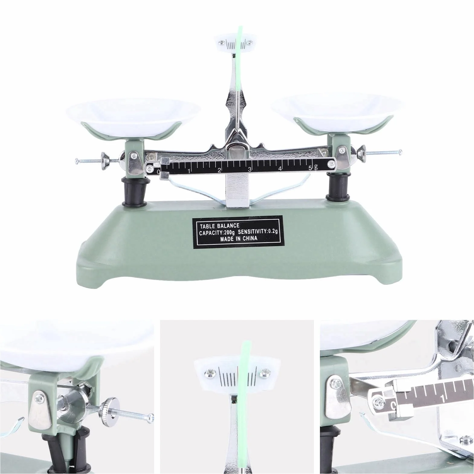 E Beam Balance,Waage Mit Gewichten,Básculas de Cinturón Escolar Balkenwaage, Ciencia Decorativa 200G0.2G Balanza de Balanza de Bandeja Mecánica con Pesas Herramienta de Enseñanza