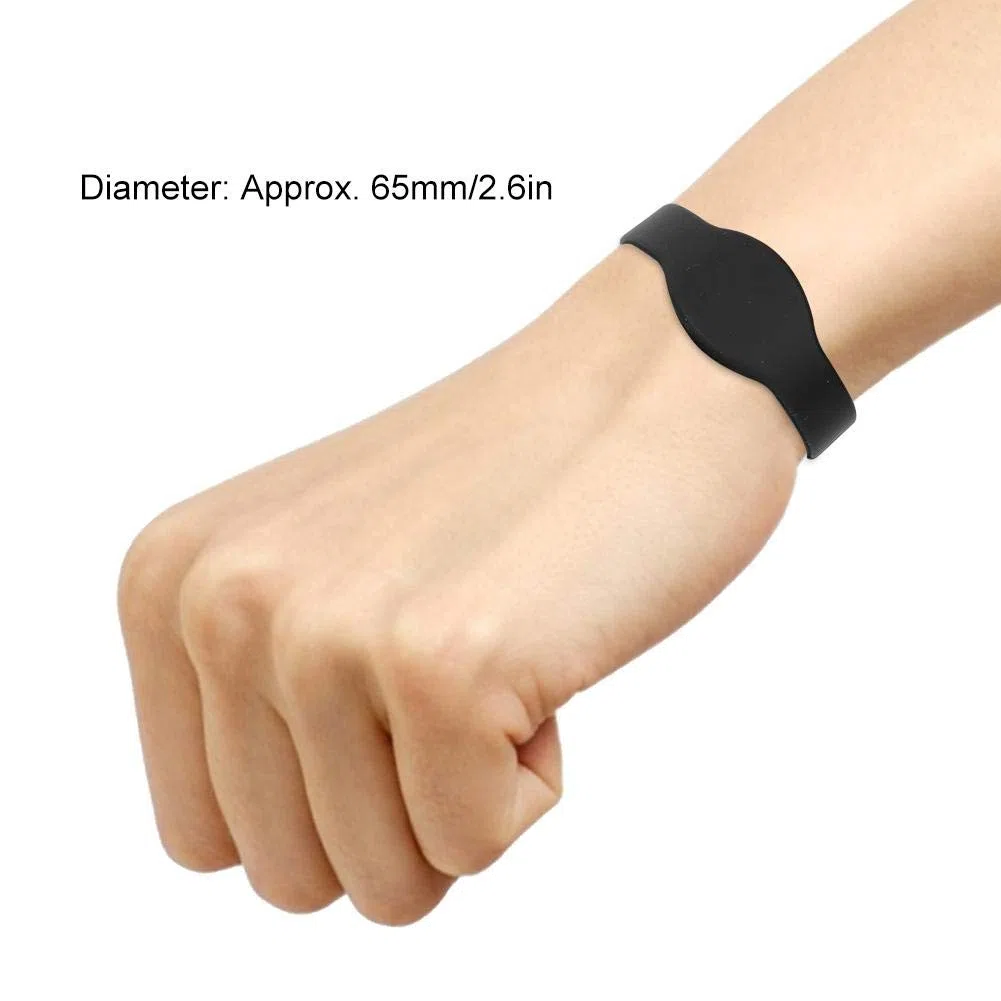 Tarjeta IC de pulsera de 13.56Mhz, tarjeta de pulsera de silicona RFID de 10 piezas, tarjeta IC resistente al agua RFID para sistema de control de acceso(Negro)