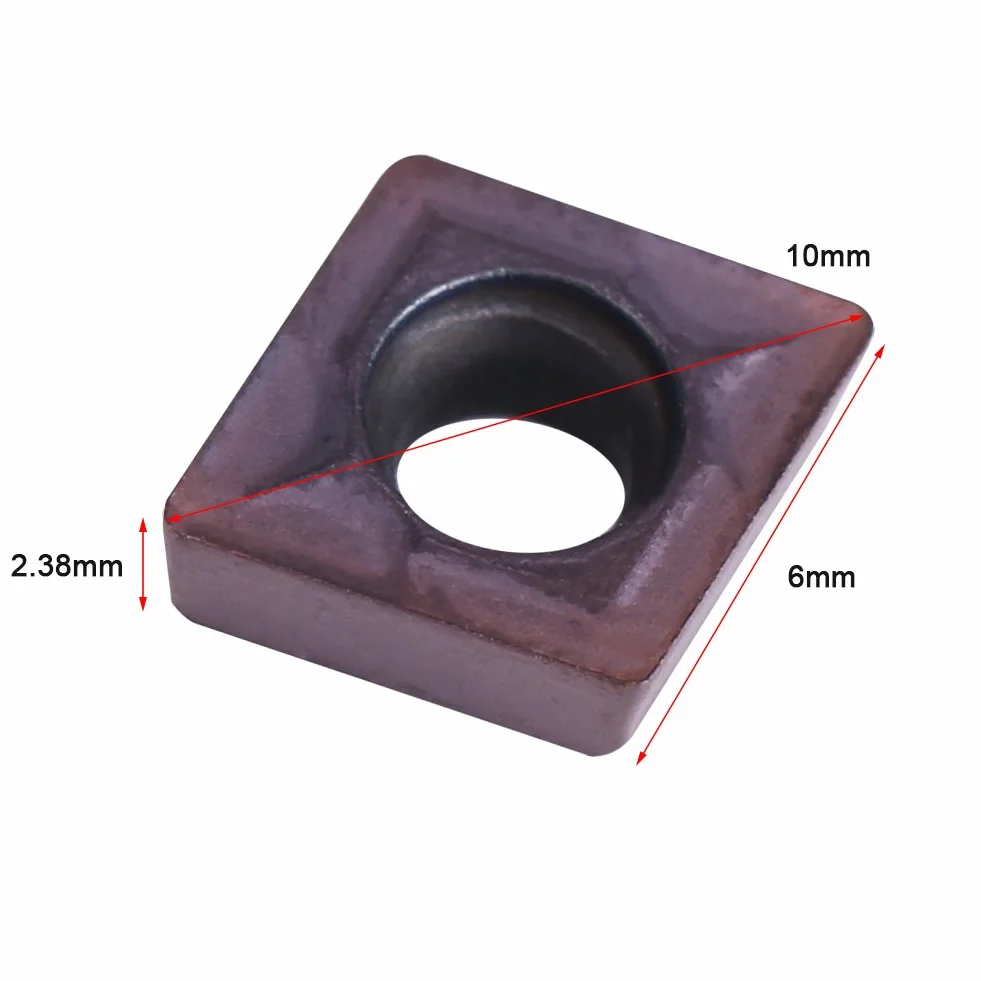 10 Pcs Insertos de Torneado de Torno CNC, Cortador de Insertos de Fresado Insertos de Carburo Herramientas Torno Metal con Caja de Plástico CCMT060204 VP15TF