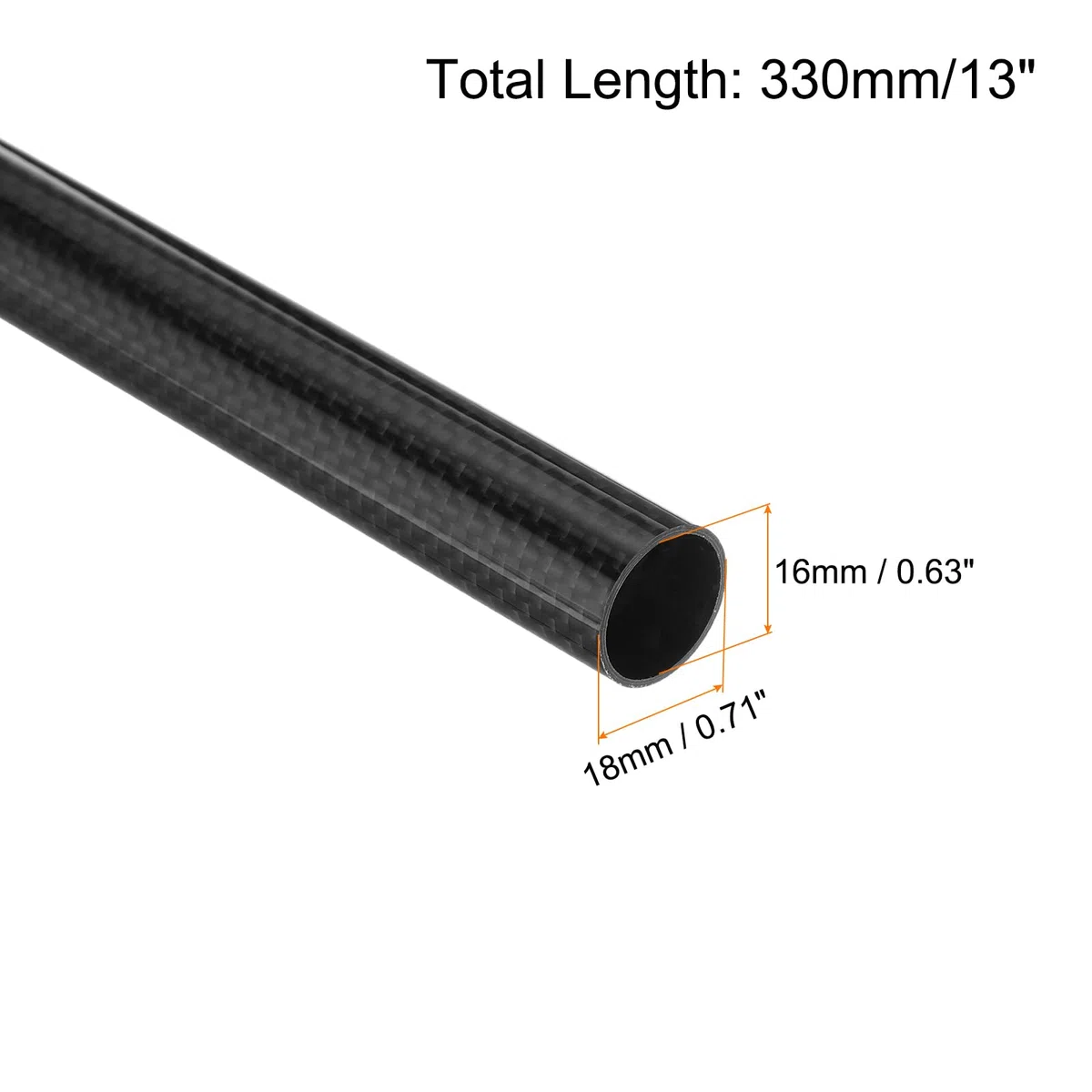 QUARKZMAN 4 Tubos de Fibra de Carbono 16 x 18 x 330mm Tejido Liso Superficie Brillante Varilla de Carbono Enrollada en Rollo de 3K para Aviones RC Quadcopters Multicopters