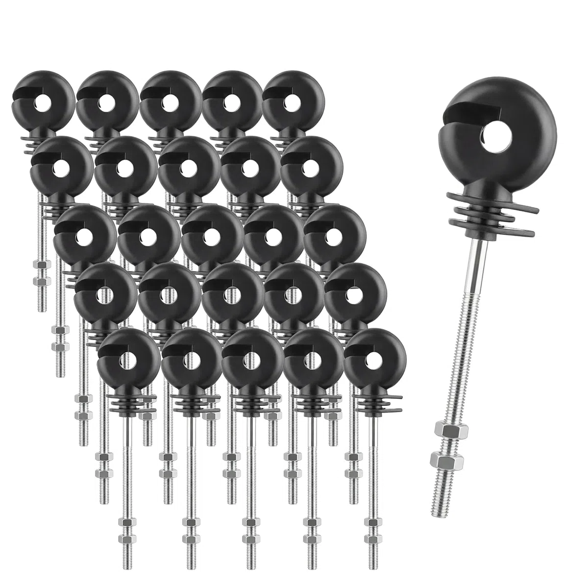 25 Piezas Aisladores de Anillo con Tuercas, Aislador para Madera, Cuerda, Valla Pasto y Valla Eléctrica, Longitud Total 145 mm