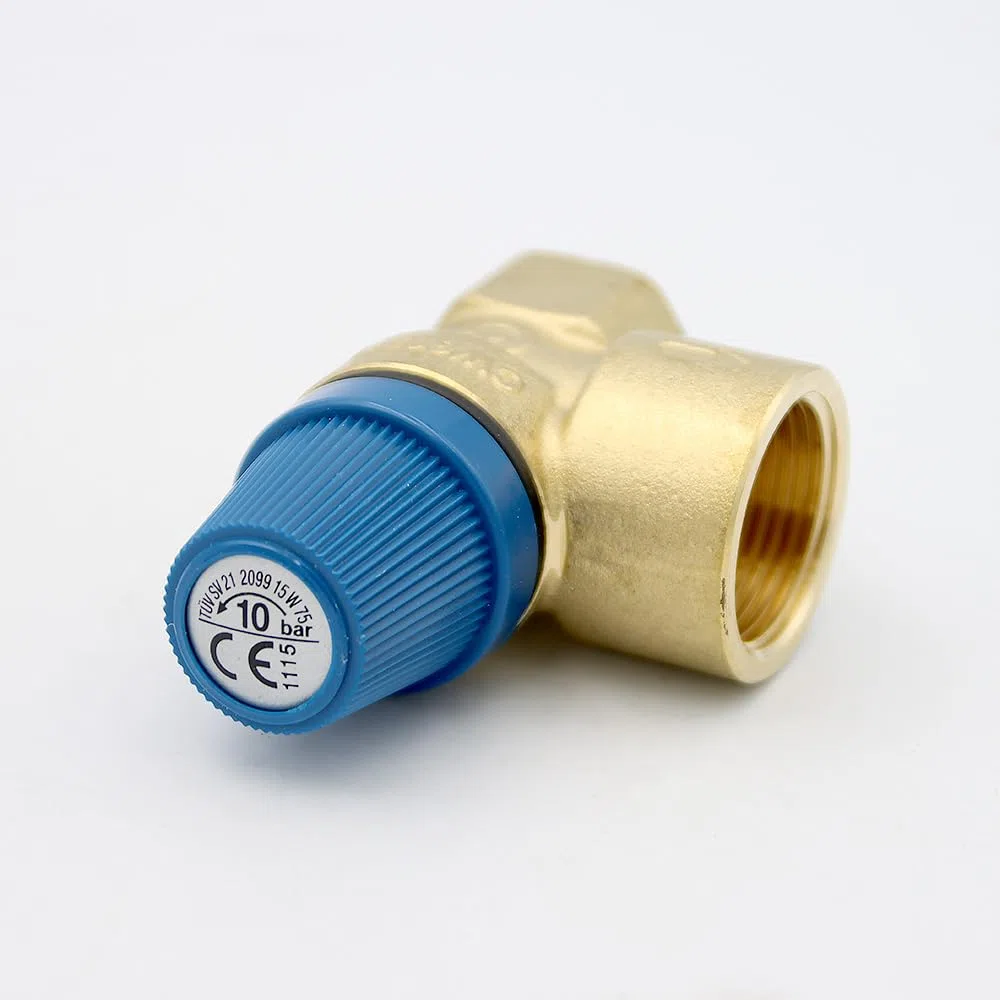 Caleffi Membrana Válvula de seguridad, 1/2 x 3/4 pulgadas, presión de respuesta, 10 bar, válvula de sobrepresión, válvula de calefacción, válvula de limitación de presión, válvula de diafragma