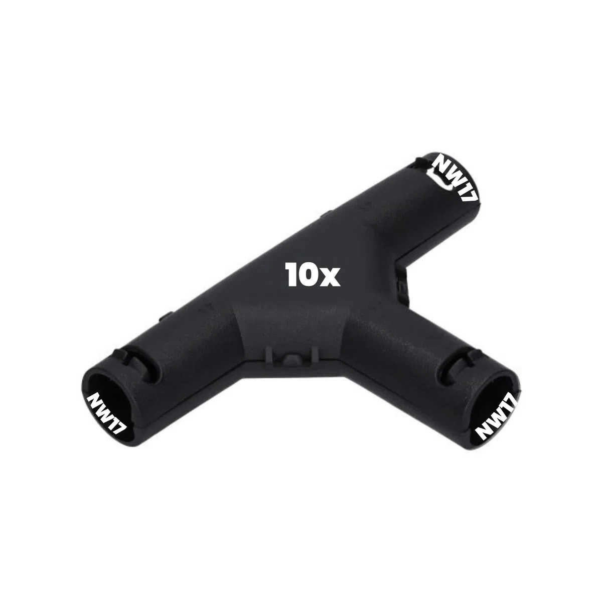 Kalitec 9806076 - Distribuidor en T (10 unidades, forma A NW 17-17-17, 3 vías, pieza en T, conector para tubo ondulado, conector para tubo ondulado, distribuidor de cables, ramificación de cables,