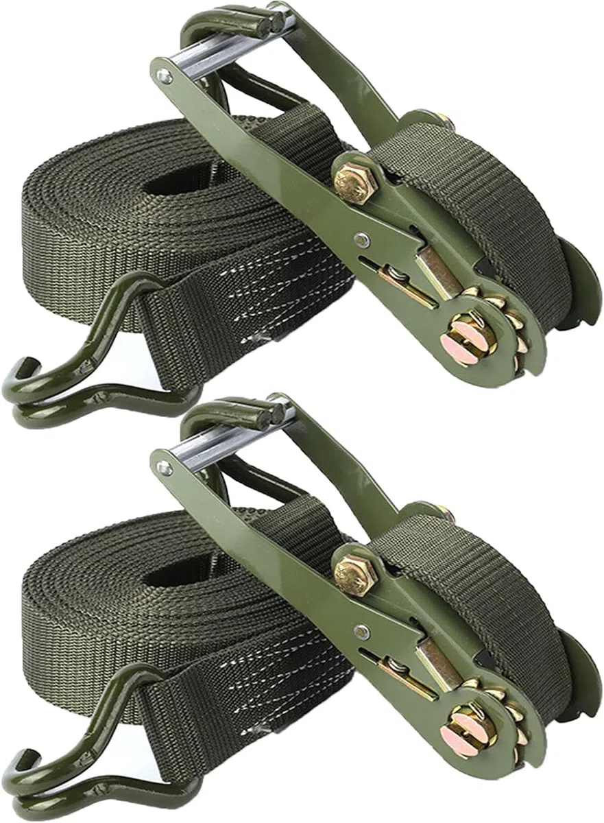 Cinchas de Amarre con Carraca 6m 50mm 3000kg, 2pcs Correas Tensoras con Carraca para Carga, Eslingas de Carga para Moto, Remolque, Camión y Uso en Exteriores