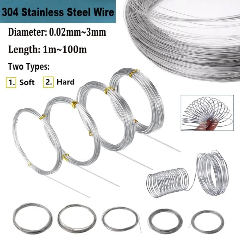 Corda de Acero Cuerda de Acero Steel Wire 100M~1M Stainless Steel Soft Wire/Hard Steel Wire Diameter 0.02mm~3.0mm Stainless Steel Wire Single Bright Wire Rope(Soft Steel Wire,1.8mm X 5M)
