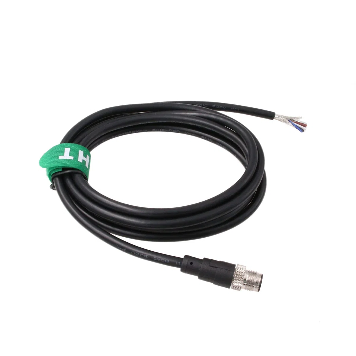 HangTon Cable de alimentación M12 A-Code de 4 pines macho para sensor de aviación a cable desnudo para automatización de control industrial, dispositivo de red DeviceNet, CANopen, IO Link, Profibus 2