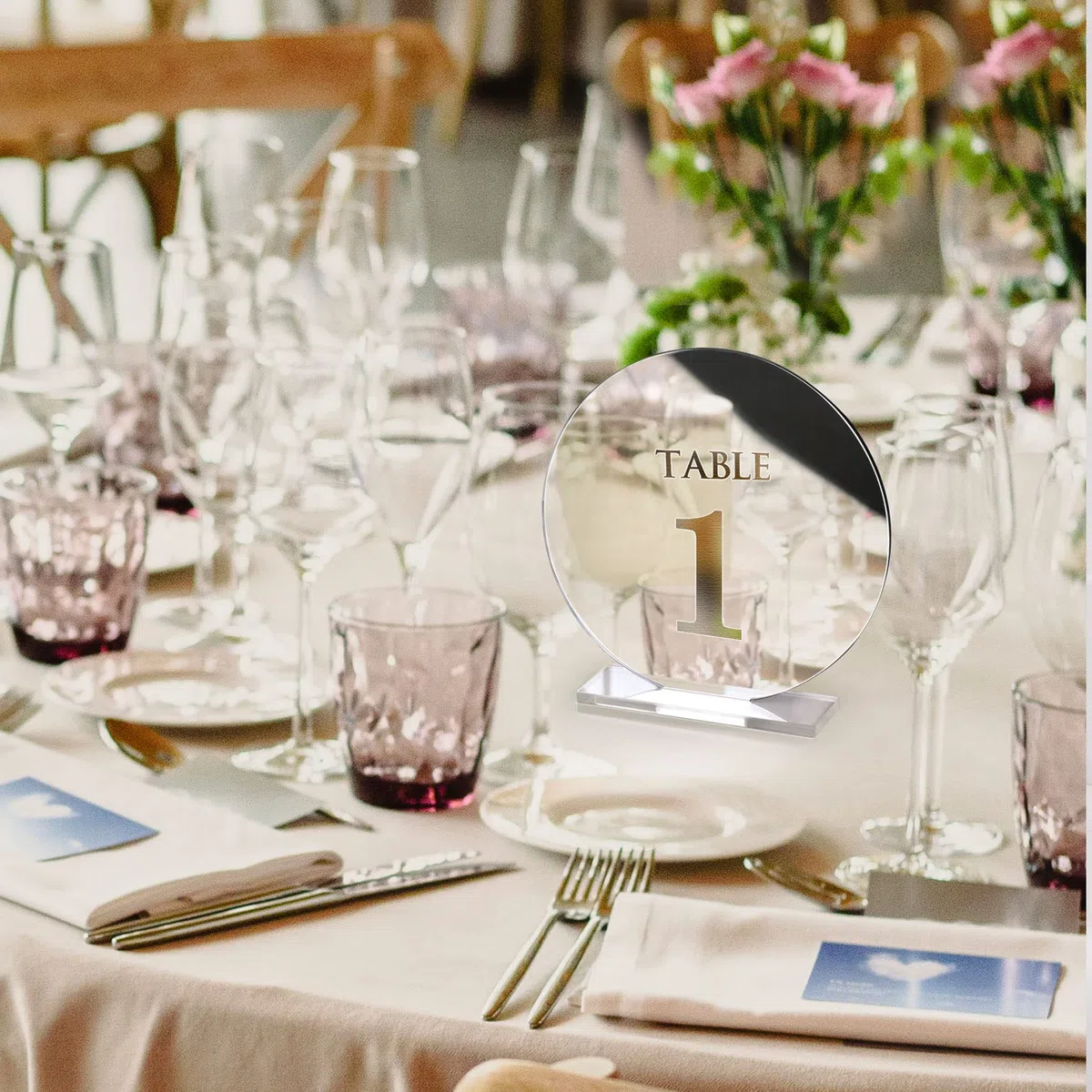 Números acrílicos para mesa de boda del 1 al 15 con soportes, 4.8 pulgadas de espejo redondo dorado para recepción de boda, fiesta, evento, decoración de centros de mesa (plata, 1-15)