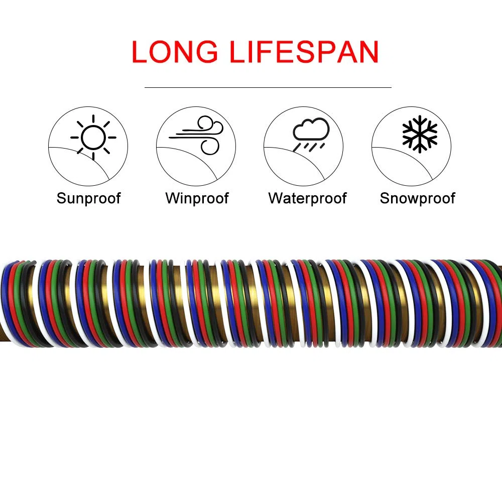 BTF-LIGHTING RGBW Eléctrico Cable de extensión 32.8ft/10m 20AWG Tira de luz LED de cinta de alambre Cable 5 núcleo línea de cable para 5050 RGBW cuerda de cinta LED flexible