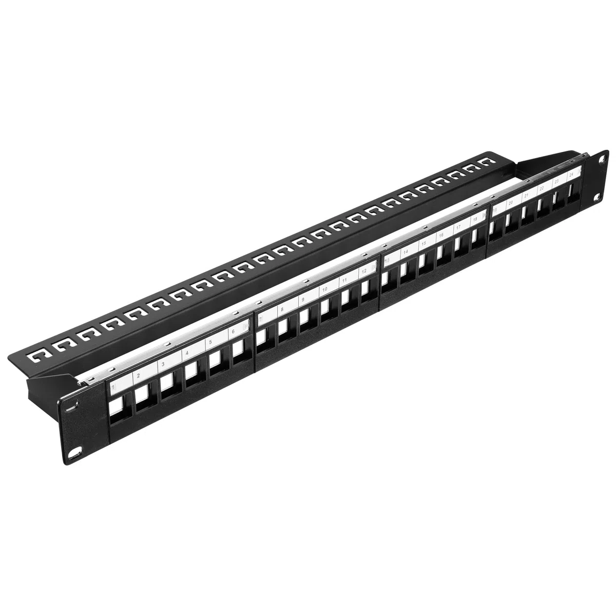 kwmobile Patch Panel 24 Puertos - Compatible con Cables de Instalación de Red LAN CAT5 CAT6 CAT7 CAT8 - Ideal para Configuraciones Módulos Keystone Individuales