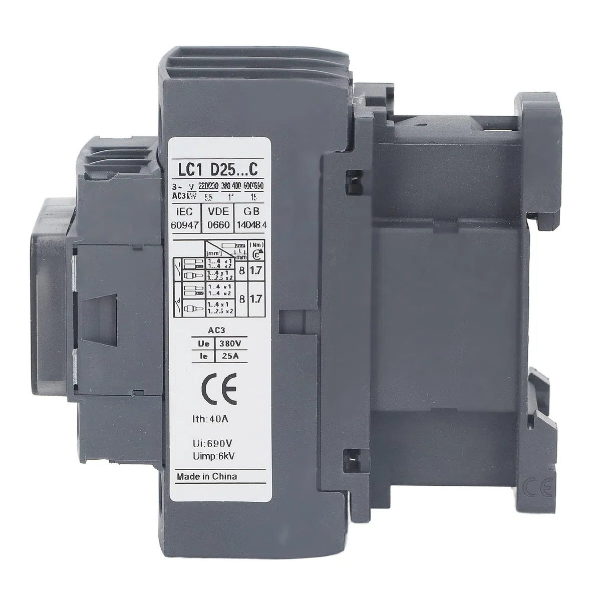 LC1D25 Contactor de CA 1NO 1NC 25A 380V Bobina de Alto Voltaje Contactor de Plata Controlador de Motor Reemplazo de Alta Sensibilidad Contactor de CA Eléctrico Universal (Voltaje