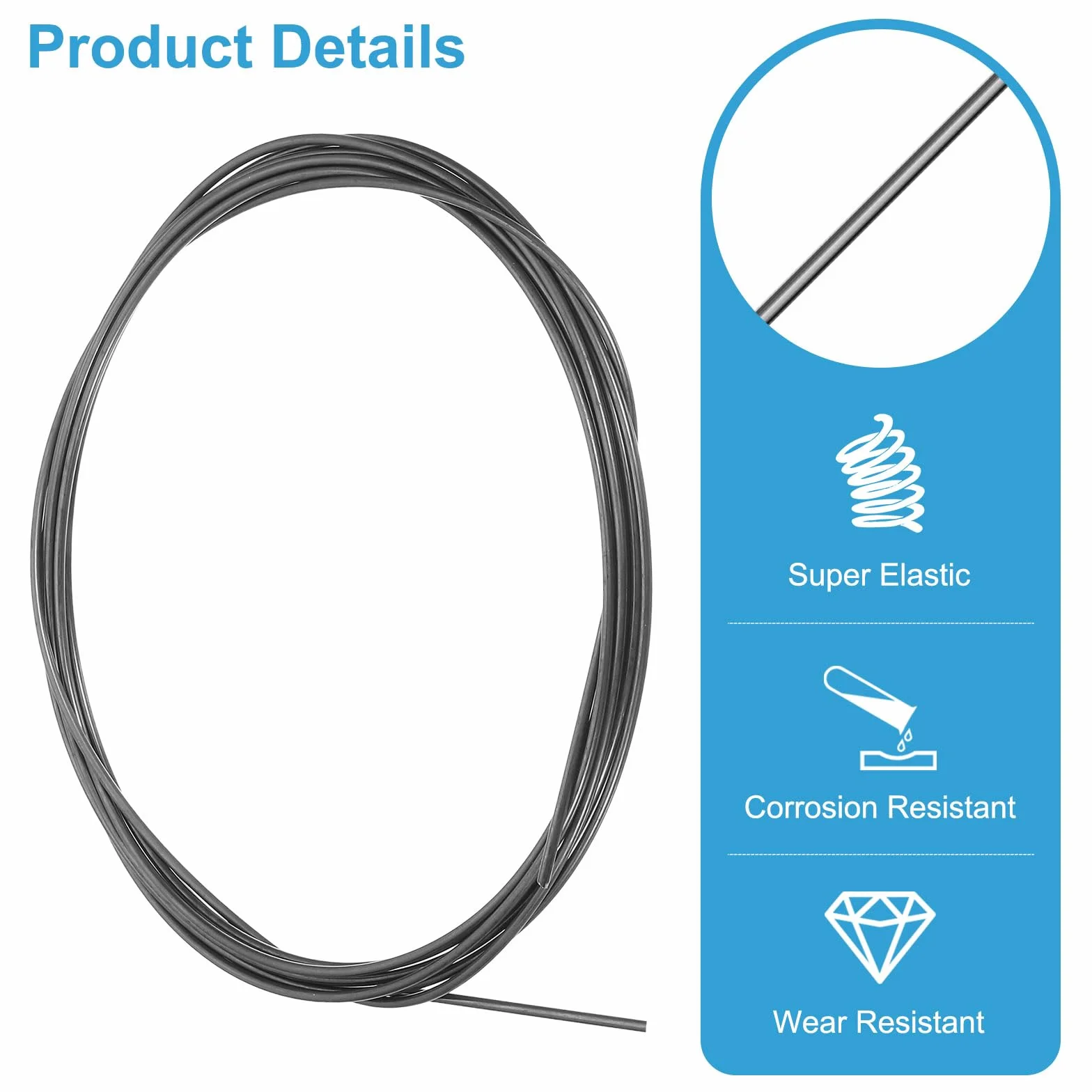 QUARKZMAN Alambre De Nitinol De 16 Pies, 1 Pc 0.8mm Alambre Superelástico De Nitinol Con Memoria De Forma Pretreinado Alambre De Acero Para Muelles De Níquel-Titanio Para Laboratorios